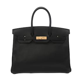 Hermès-Hermes Birkin 35 Black Togo Handbag-Black