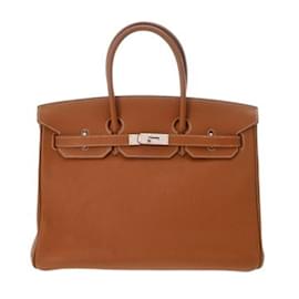 Hermès-Hermes Birkin 35 Togo Handbag-Brown