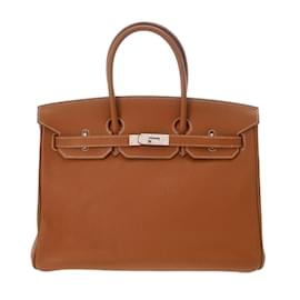 Hermès-Hermes Birkin 35 Togo Handbag-Brown