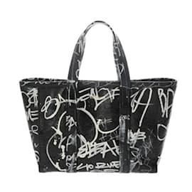 Balenciaga-Balenciaga Barbes Small Graffiti Handbag-Black,White