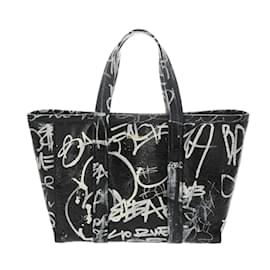 Balenciaga-Balenciaga Barbes Small Graffiti Handbag-Black,White