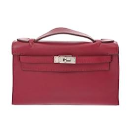 Hermès-Hermes Pochette Kelly Handbag in Ruby-Red