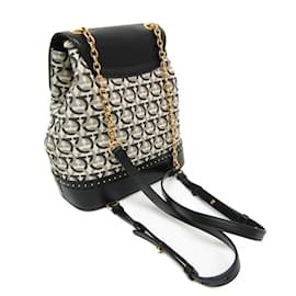 Salvatore Ferragamo-Salvatore Ferragamo Gancini EZ-21 H579 Women's Backpack-Black,Beige