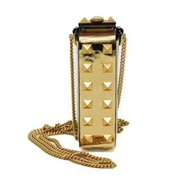 Valentino-Valentino Gold Leather Lipstick Case-Golden