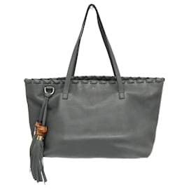 Gucci-Gucci Bamboo Tassel 354665 Women's Leather Tote Bag-Brown