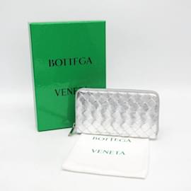 Bottega Veneta-Bottega Veneta Intrecciato Leather Long Wallet-Silvery