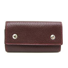 Hermès Hermes Serie Chevre Leather Key Case in Wine Dark red