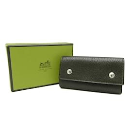 Hermès-Hermes Serie Chevre Leather Key Case in Wine-Dark red