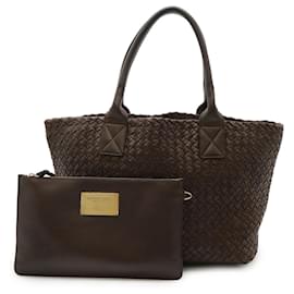 Bottega Veneta-Bottega Veneta Intrecciato Cabas PM Tote Bag-Brown