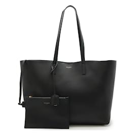 Yves Saint Laurent-Yves Saint Laurent Black Leather Tote Bag-Black