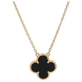 Van Cleef & Arpels-Van Cleef & Arpels Vintage Alhambra Onyx Necklace-Yellow
