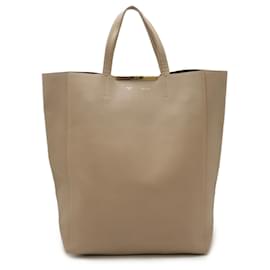 Céline-Celine Large Beige Leather Tote Bag-Beige