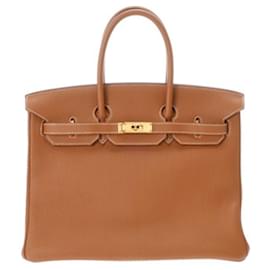 Hermès-Hermes Birkin 35 Gold Togo Handbag-Golden