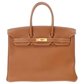 Hermès-Hermes Birkin 35 Gold Togo Handbag-Golden