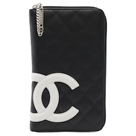 Chanel-Chanel Cambon Line Long Wallet-Black,Pink,White