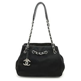 Chanel-Chanel V-Stitch Chevron Tote Bag-Black