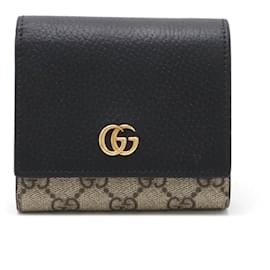 Gucci-Gucci Double G Bicolor Medium Wallet-Black,Beige