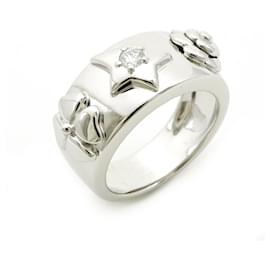 Chanel-Chanel Three Symbols Ring in White Gold-Golden