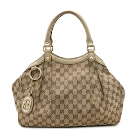 Gucci-Gucci Sukey GG Canvas Tote Bag-Beige,Golden