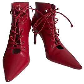 Miu Miu leather ankle boots red Red