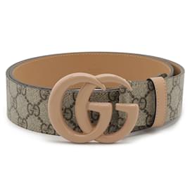Gucci-Gucci GG Marmont Double G Buckle Belt-Beige