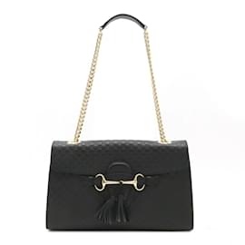 Gucci-Gucci Micro Guccissima Emily Medium Chain Bag-Black