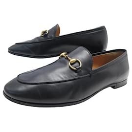 Gucci-GUCCI JORDAAN MOCASSINS WITH BIT 404069 LEATHER 36.5 IT 37.5 FR SHOES-Black