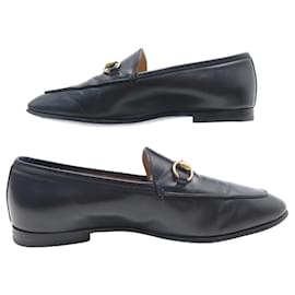Gucci-GUCCI JORDAAN MOCASSINS WITH BIT 404069 LEATHER 36.5 IT 37.5 FR SHOES-Black