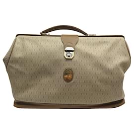 Saint Laurent-VINTAGE YVES SAINT LAURENT BEIGE MONOGRAM CANVAS TRAVEL BAG-Beige
