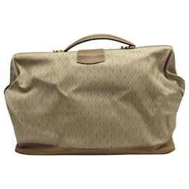Saint Laurent-VINTAGE YVES SAINT LAURENT BEIGE MONOGRAM CANVAS TRAVEL BAG-Beige