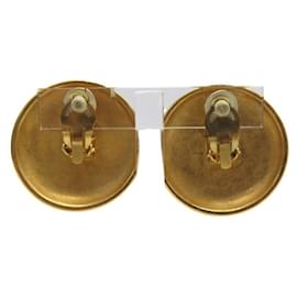 Chanel-VINTAGE LARGE CHANEL LOGO CC 1993 HAMMERED METAL EARRINGS-Golden