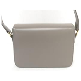 Céline-NINE CELINE TRIOMPHE TEEN 188423 GRAY LEATHER SHOULDER BAG-Grey