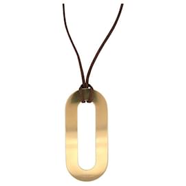 Hermès-NINE HERMES PENDANT NECKLACE EVER CHAIN ANCHOR RING IN GOLD METAL PENDANT-Golden