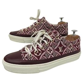 Louis Vuitton-LOUIS VUITTON SNEAKERS STELLAR MONOGRAM CANVAS 1854 LEATHER 42 SHOES-Dark red