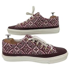 Louis Vuitton-LOUIS VUITTON SNEAKERS STELLAR MONOGRAM CANVAS 1854 LEATHER 42 SHOES-Dark red