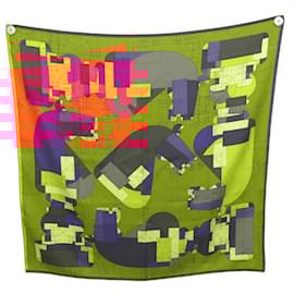 Hermès-HERMES SCARF CHECKMATE TO KING BENOIT P. EMERY MULTICOLOR SILK SQUARE 90-Multiple colors