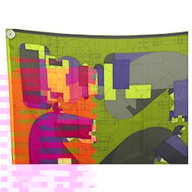Hermès-HERMES SCARF CHECKMATE TO KING BENOIT P. EMERY MULTICOLOR SILK SQUARE 90-Multiple colors