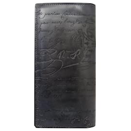Berluti-BERLUTI LONG WALLET IN SCRITTO LEATHER BLACK PATINA BOX-Black