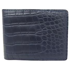 Louis Vuitton-NINE LOUIS VUITTON MULTIPLE WALLET IN BLUE ALLIGATOR CROCODILE LEATHER-Navy blue