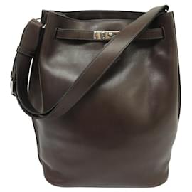 Hermès-HERMES SO KELLY 26 BAG IN TADELAKT CHOCOLATE LEATHER SHOULDER BAG PURSE-Brown