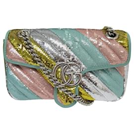 Gucci-NINE GUCCI MARMONT PM SEQUINS HANDBAG 443497 LIMITED EDITION SHOULDER BAG-Multiple colors