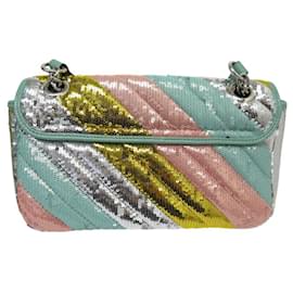Gucci-NINE GUCCI MARMONT PM SEQUINS HANDBAG 443497 LIMITED EDITION SHOULDER BAG-Multiple colors