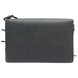 Christian Dior-NEW CHRISTIAN DIOR HAND BAG BELT POUCH SADDLE BLACK LEATHER-Black