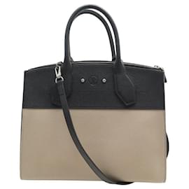 Louis Vuitton-LOUIS VUITTON CITY STEAMER MM TWO-TONE BLACK BEIGE HANDBAG-Other