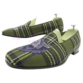 Gucci-NOVE SAPATOS GUCCI MOCASSINS 496260 TARTAN & LOUP 9.5 44.5 LOAFERS DE LOBOS-Vermelho