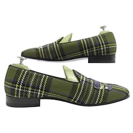 Gucci-NOVE SAPATOS GUCCI MOCASSINS 496260 TARTAN & LOUP 9.5 44.5 LOAFERS DE LOBOS-Vermelho