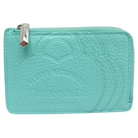 Tiffany & Co-NINE COIN CARD HOLDERS RETURN TO TURQUOISE GRAINED LEATHER CARD HOLDER-Turquoise