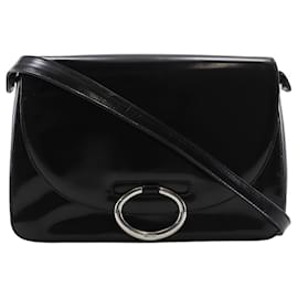 Prada-Prada Patent Leather Black Flap Shoulder Bag-Black