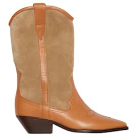 Isabel Marant-ISABEL MARANT Dandrea beige suede and gold ankle boots size 37 / LIKE NEW CONDITION-Beige
