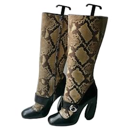 PRADA neue hohe Python-Stiefel Größe 39 ITALIEN Python drucken